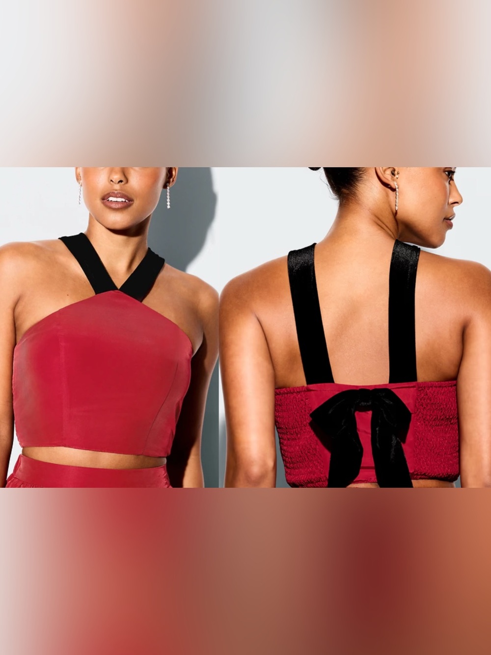 The Occasion by Old Navy Taffeta Cropped Halter Bow Top nwt xs